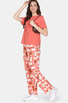 Zivame 2 Mile Fashion Knit Cotton Loungewear Set - Burnt Sienna — thumbnail 5